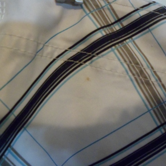 Men's Hurley Board Shorts White/Blk Plaid - Picture 7 of 7